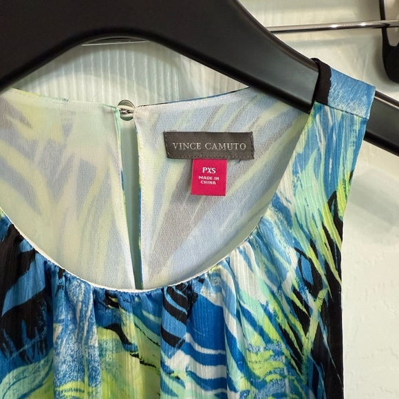 NWT Vince Camuto Summer Splash Poolside Sundress Tropical Palms PXS XS Petite - Picture 2 of 5